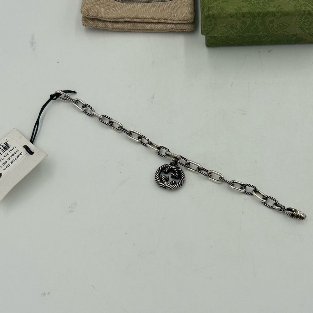Women’s Gucci, interlocking G twisted charm sterling silver bracelet 925 Italy - Picture 7 of 12